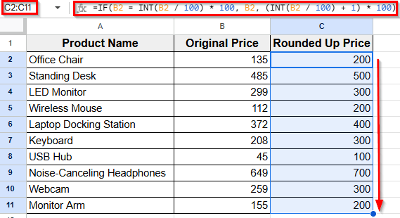 Using IF and INT for Custom Rounding
