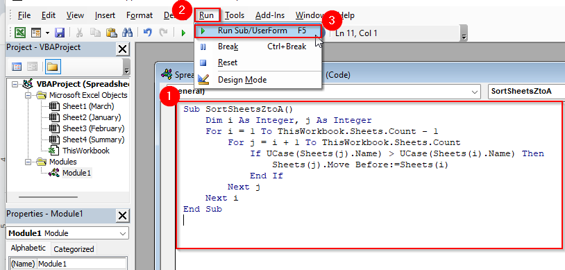 Using VBA to Sort Excel Tabs Alphabetically