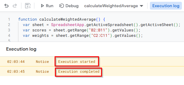 Applying Google Apps Script to Calculate Weighted Average