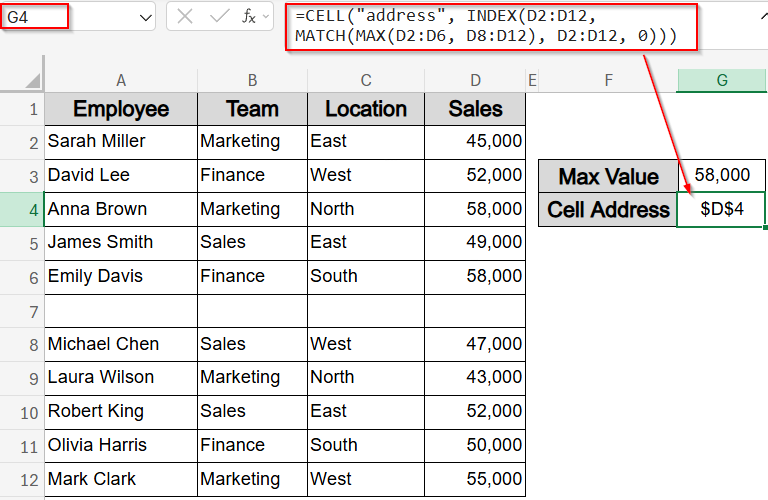 Find Max Value and Cell Address Across Non-Adjacent Ranges