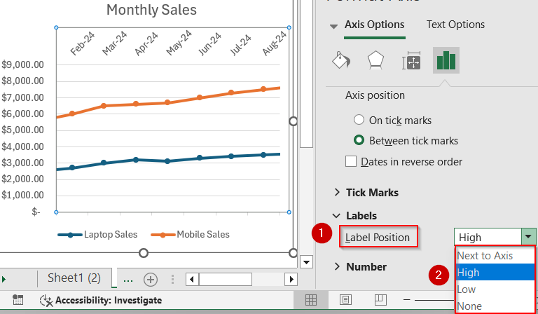 Adjust X Axis Scale and Formatting Using Format Axis