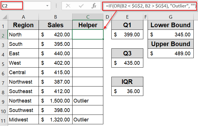 Manually Detect and Remove Outliers Using IQR Logic