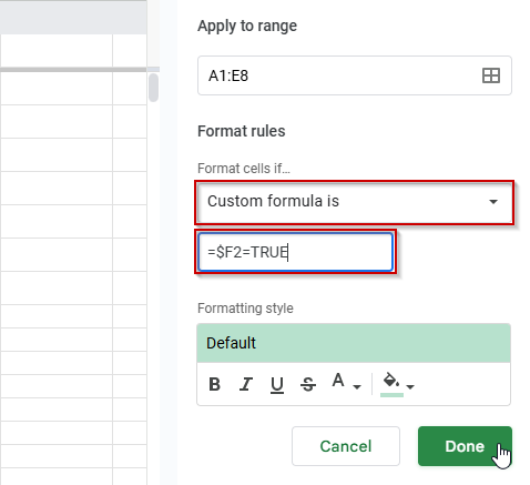 Apply Conditional Formatting Using a Helper Column in Google Sheets
