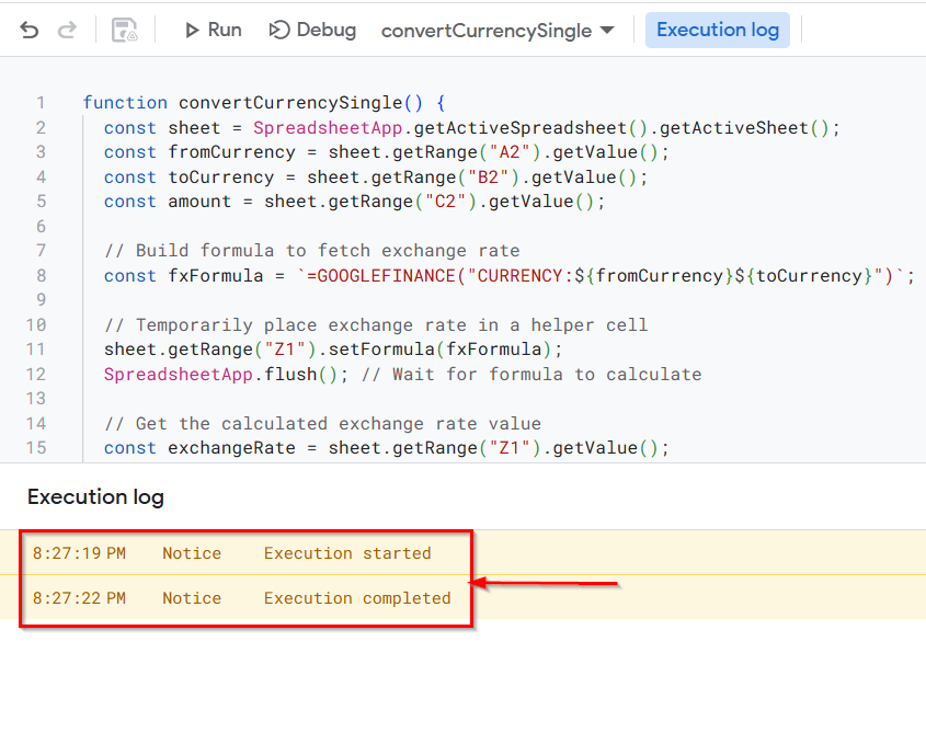 Using Google Apps Script for Currency Conversion