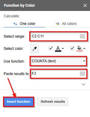 Using the Function by Color Add-On