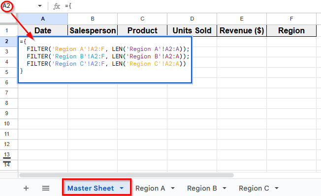 Use the FILTER Function to Pull Data Automatically
