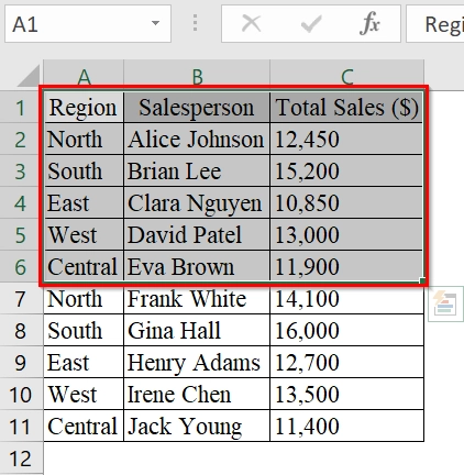 Using the Page Setup Dialog Box to Print the Selected Area