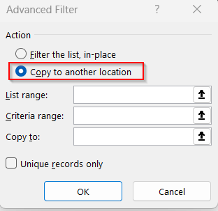 Advanced Filter Option Using One Condition