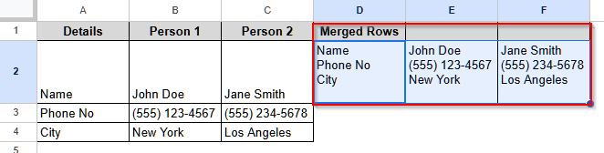 Use the CONCATENATE Function to Merge Rows in Google Sheets