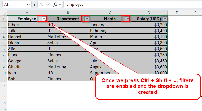Sorting Alphabetically with Filters While Keeping Rows Intact