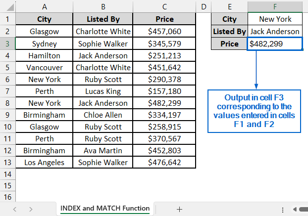 Return a Single Value with INDEX-MATCH Formula