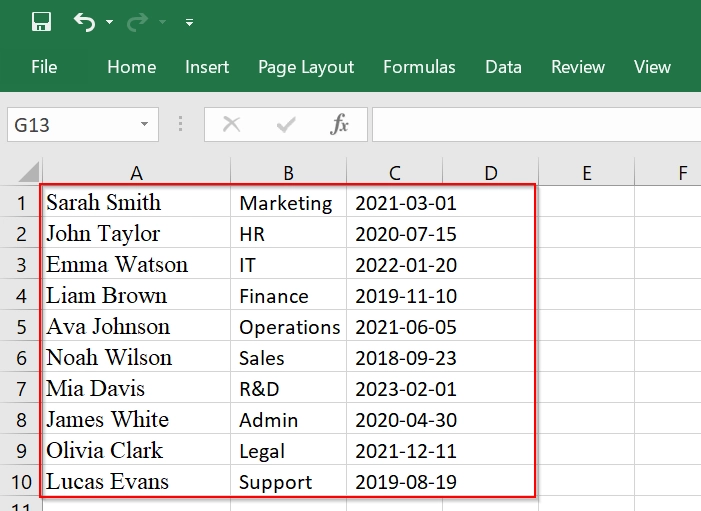 Using Text to Columns Tool to Copy Text into Several Cells from Word to Excel
