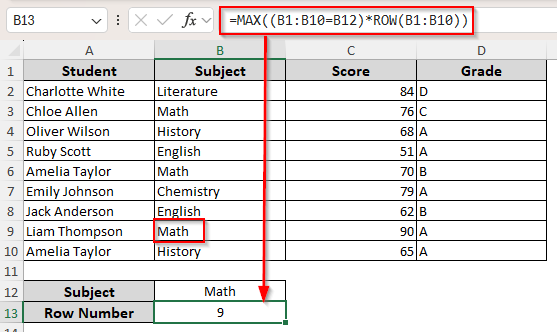 Return the First or Last Row Number for Multiple Matches with the SMALL and MAX Functions
