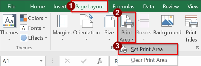 Using the Page Setup Dialog Box to Print the Selected Area