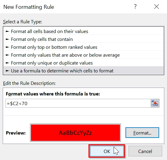 Highlight Entire Row Based on Numeric Criteria