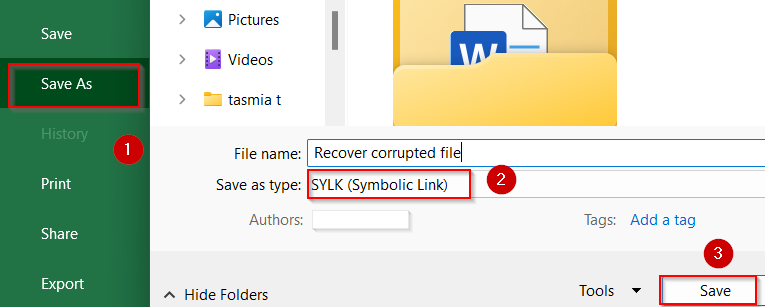 Repair File by Saving in a Different Format