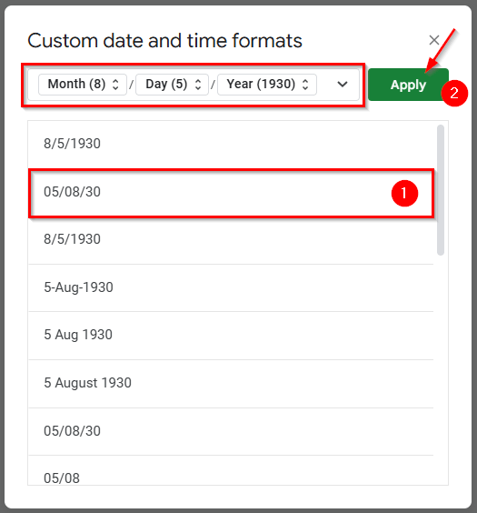 Custom Date Format In Format Menu