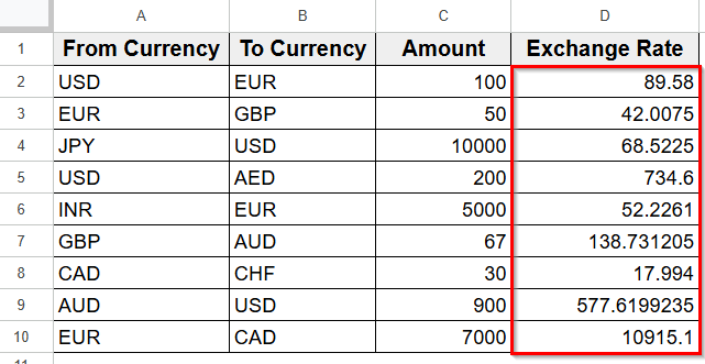 Using Google Apps Script for Currency Conversion
