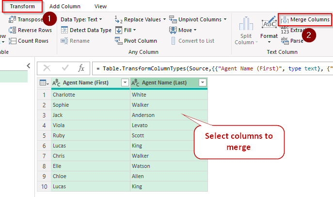 Using the Power Query Tool to Add a Comma Between Names
