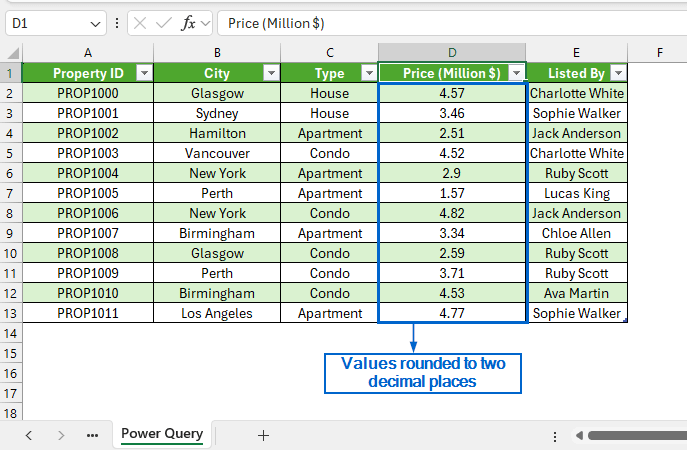 Use Power Query to Permanently Round Values
