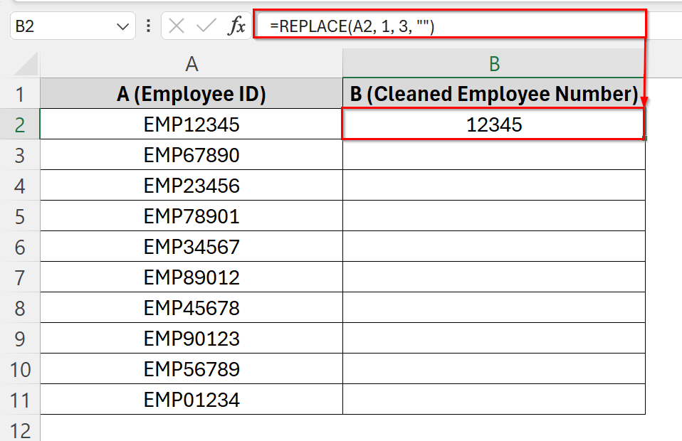 Using REPLACE Function to Remove Specific Text from Cells