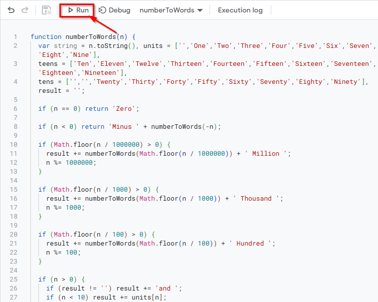 Convert Number to Words Using Google Apps Script