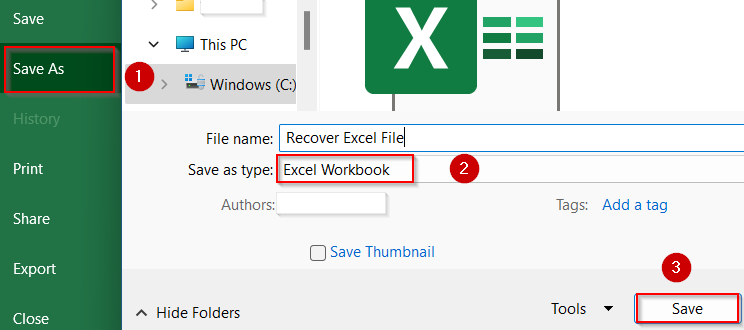 Repair File by Saving in a Different Format