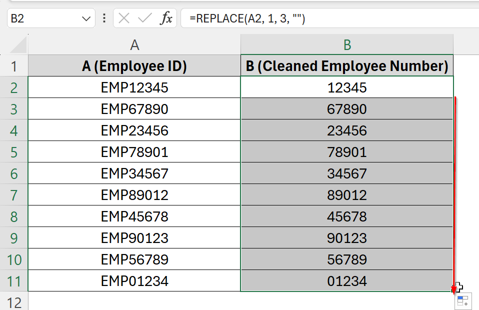 Using REPLACE Function to Remove Specific Text from Cells