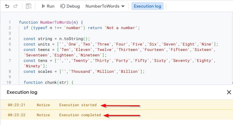 Convert Number to Words Using Google Apps Script