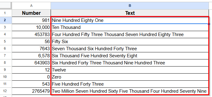Convert Number to Words Using Google Apps Script