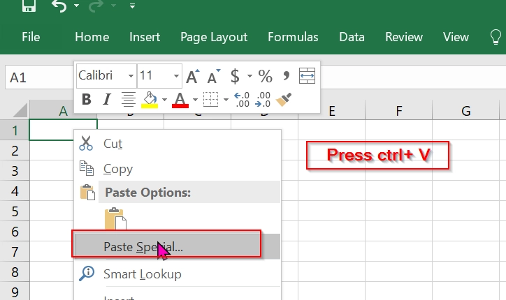 Apply Copy and Paste Tools for Getting a Table from Word to Excel