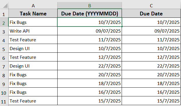 Using NumberFormat to Format Dates in Cells