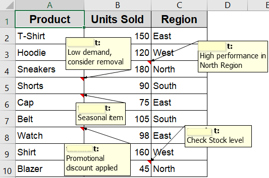 Print Comments at the End of the Sheet Using Page Layout Tab