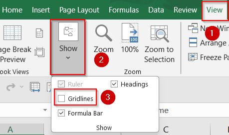 Remove Gridlines Using View Settings or Fill Color