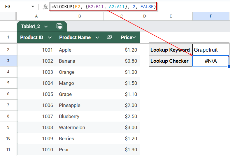 Check for Exact Match Lookup Errors in VLOOKUP