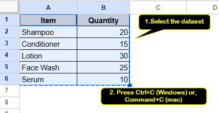 Convert Column to Rows in Google Sheets Using Paste Special Option