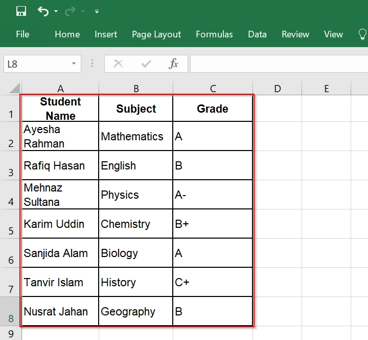 Apply Copy and Paste Tools for Getting a Table from Word to Excel