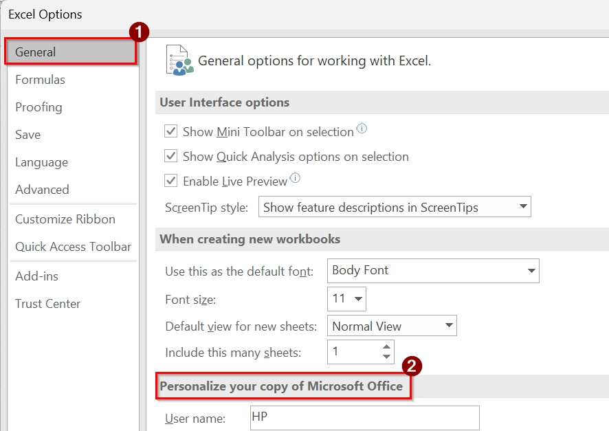 Using Excel Settings to Change Theme Colors