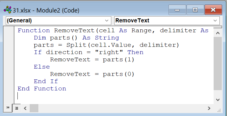 Make Custom VBA Function to Remove Specific Text from Cells