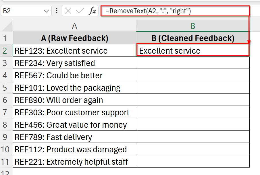 Make Custom VBA Function to Remove Specific Text from Cells