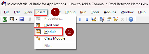 Custom VBA Macro to Insert a Comma Between Names