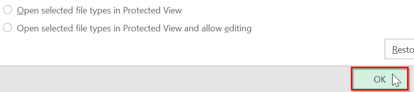 Change Excel Application Trust Center Settings
