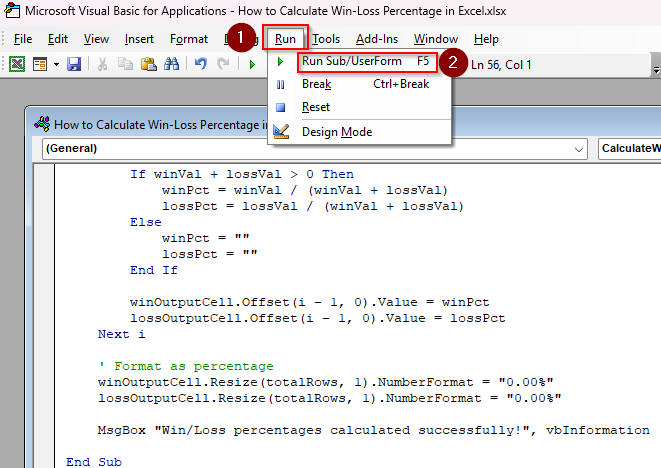 Automate the Win-Loss Calculation With a VBA Macro