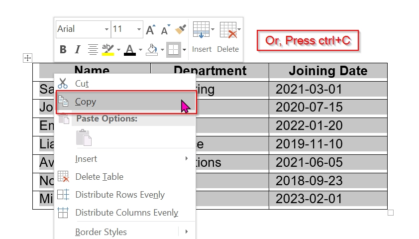 Use the Paste Special Feature to Copy from Word to Excel into Multiple Cells
