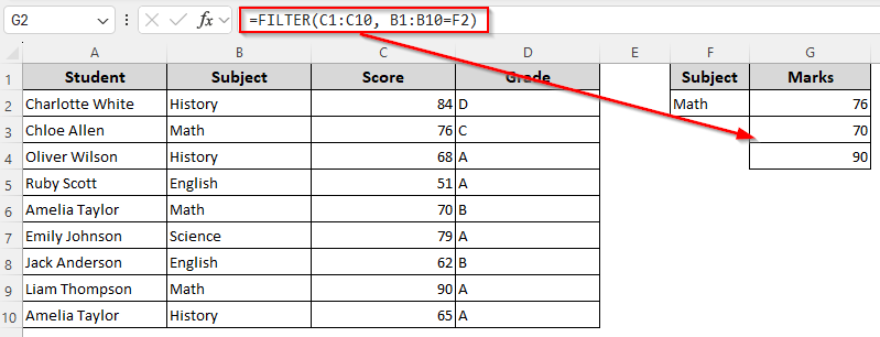Returning Multiple Values Based on a Single Criteria with the FILTER Function