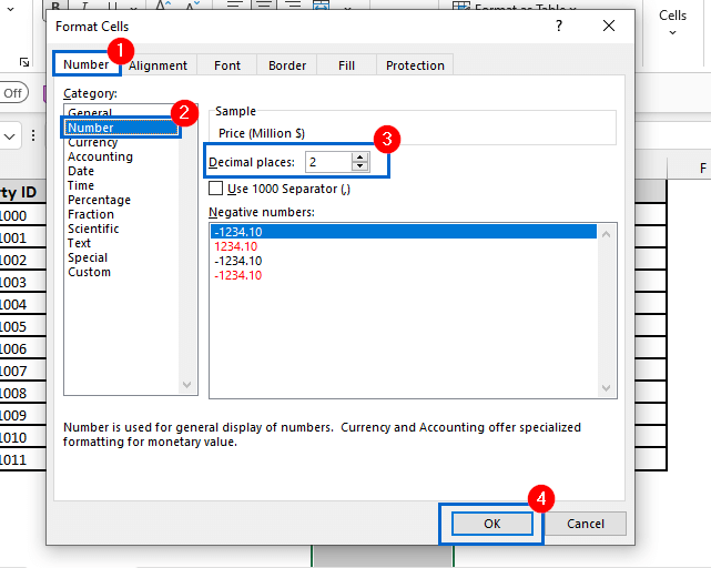 Use Format Cells to Round Numbers