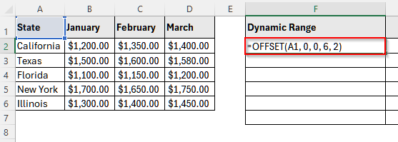 Create a Simple Dynamic Range Using the OFFSET Function in Excel