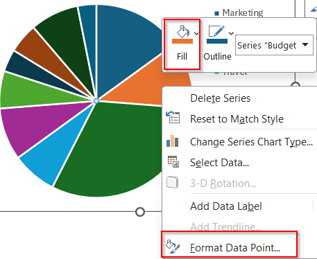 Manually Customize Pie Slice Colors Using the Fill Tool