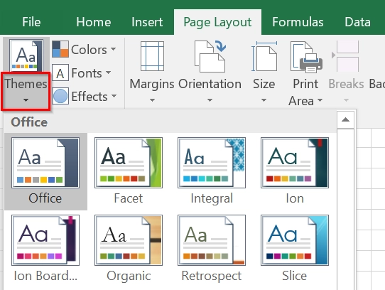 Apply a Built-in Theme to Change Theme Colors In Excel