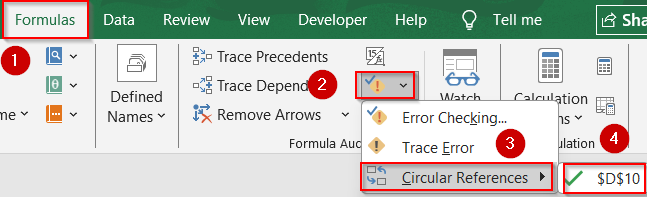 Use the Formulas Tab to Find Circular References